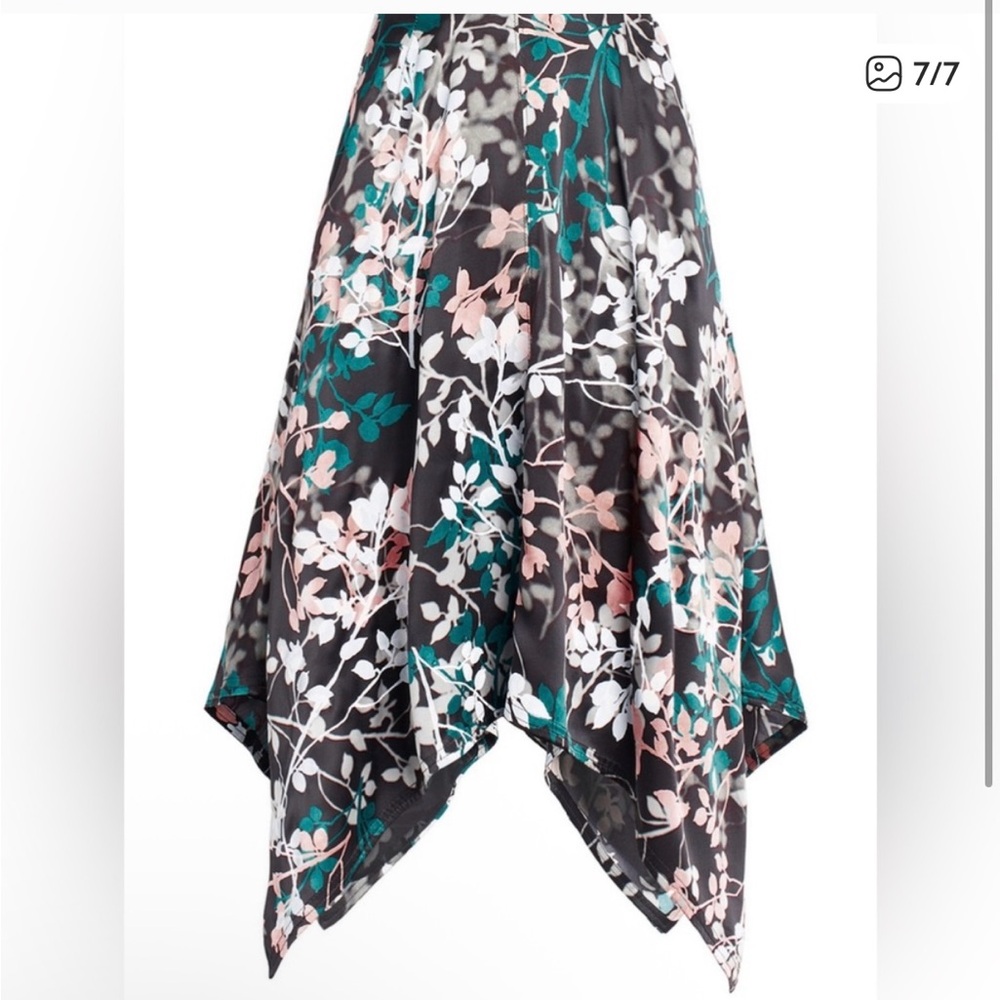 NWT Roberto Cavalli 100% silk asymmetrical floral midi skirt size 40 sz 4 small